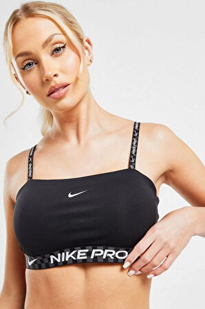 Pro Dri Fit Indy Light Support Padded Bandeau Kadın Sporcu Sütyeni Bra Büstiyer Siyah