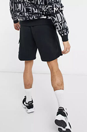 Sportswear Club Fleece Erkek Siyah Kargo Cepli Şort
