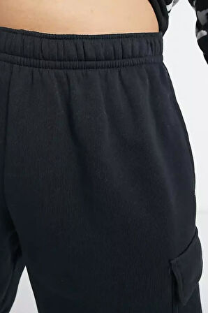 Sportswear Club Fleece Erkek Siyah Kargo Cepli Şort