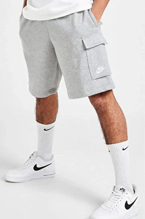 Sportswear Clup Fleece Erkek Gri Kargo Cepli Şort