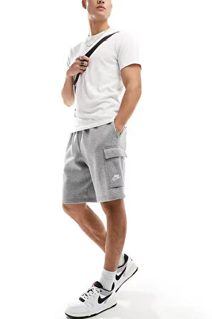 Sportswear Clup Fleece Erkek Gri Kargo Cepli Şort