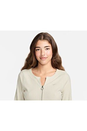 Kadın Günlük Ceket W Nsw Nk Chll Knt Rib Fz Crdgn FN3682-104 Krem