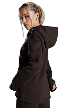 Tech Fleece Windrunner Full-zip Hoodie Kahverengi Tam Fermuar Kapüşonlu Kadın Sweatshrit