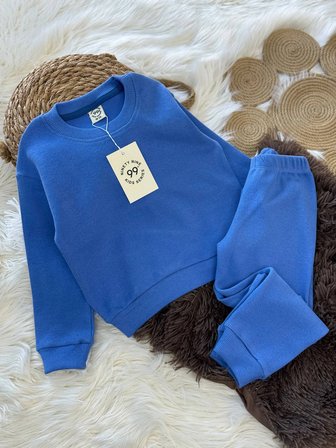 Erkek Çocuk Basic Eşofman Takımı Saks Mavi