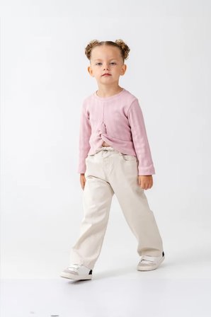 Kız Çocuk Jakarlı Örme Kumaş Sweatshirt Pembe
