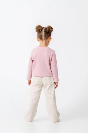 Kız Çocuk Jakarlı Örme Kumaş Sweatshirt Pembe
