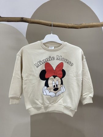 Kız Çocuk Minnie Mouse Baskılı Sweatshirt Bej