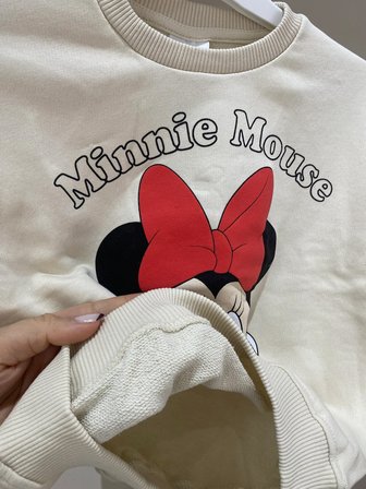 Kız Çocuk Minnie Mouse Baskılı Sweatshirt Bej