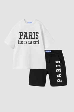 La Ciel Paris Erkek Çocuk Baskılı Tişört Şort Takım