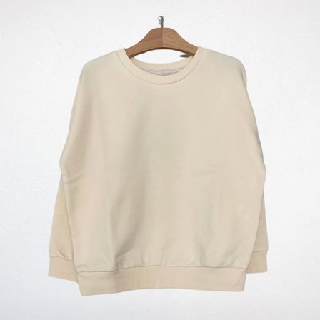Erkek Çocuk Şardonlu Oversize Basic Sweatshirt Krem