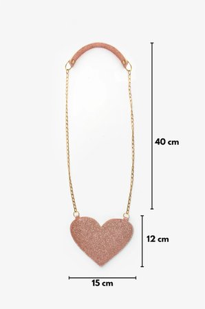 Le Mabelle Kız Çocuk Simli Kalp Şekilli Zincir Askılı Çanta Rose