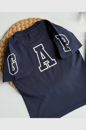 Erkek Çocuk Logo Baskılı Oversize Tişört ve Eşofman Altı Takım Lacivert