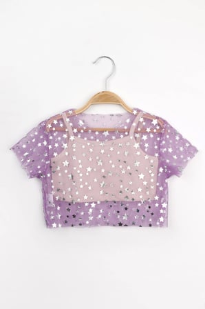 Le Mabelle Kız Çocuk Tül Crop Lila