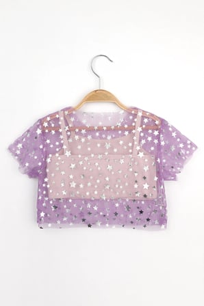 Le Mabelle Kız Çocuk Tül Crop Lila