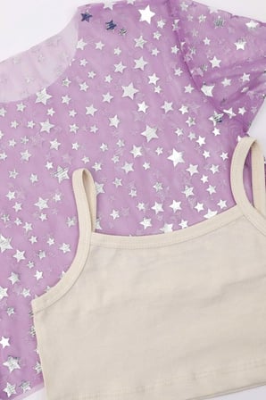 Le Mabelle Kız Çocuk Tül Crop Lila