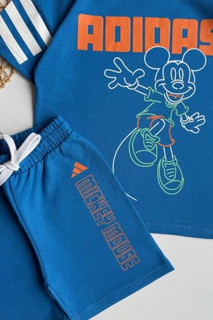 Erkek Çocuk Mickey Mouse Baskılı Tişört ve Şort Takım Mavi