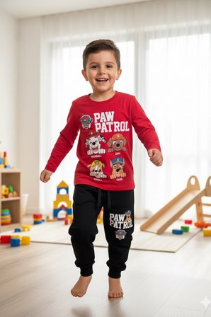 Erkek Çocuk Paw Patrol Baskılı Tişört ve Eşofman Takım Kırmızı