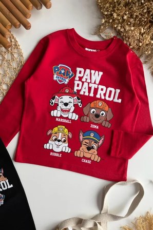 Erkek Çocuk Paw Patrol Baskılı Tişört ve Eşofman Takım Kırmızı