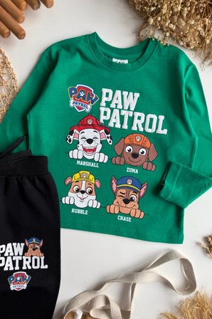 Erkek Çocuk Paw Patrol Baskılı Tişört ve Eşofman Takım Yeşil