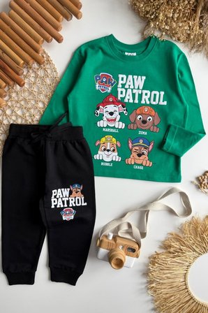 Erkek Çocuk Paw Patrol Baskılı Tişört ve Eşofman Takım Yeşil