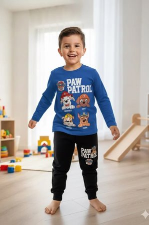 Erkek Çocuk Paw Patrol Baskılı Tişört ve Eşofman Takım Mavi