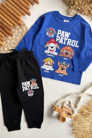Erkek Çocuk Paw Patrol Baskılı Tişört ve Eşofman Takım Mavi