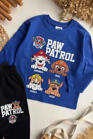 Erkek Çocuk Paw Patrol Baskılı Tişört ve Eşofman Takım Mavi
