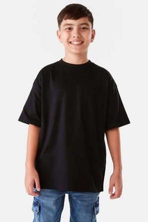 La Ciel Paris Basic Oversize Çocuk Tişört Siyah