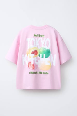 Kız Çocuk Sırt Baskılı Oversize Tişört Pembe