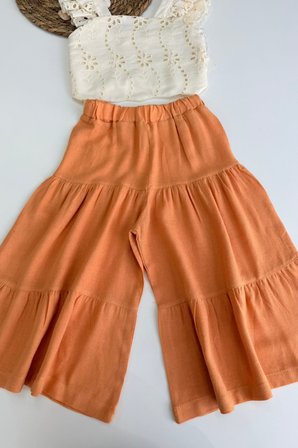 Kız Çocuk Dantel Detaylı Crop Bluz ve Pantolon Takım