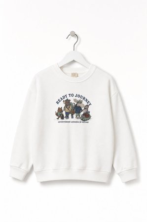 Erkek Çocuk Hayvan Baskılı Sweatshirt Ekru