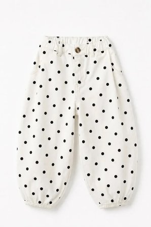 La Ciel Paris Kız Çocuk Puantiyeli Denim Balon Pantolon