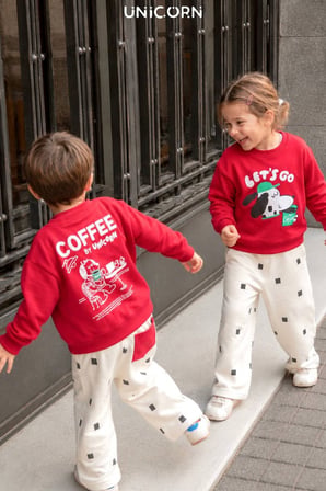 Çocuk Sırt Baskılı Sweatshirt ve Eşofman Takım Kırmızı