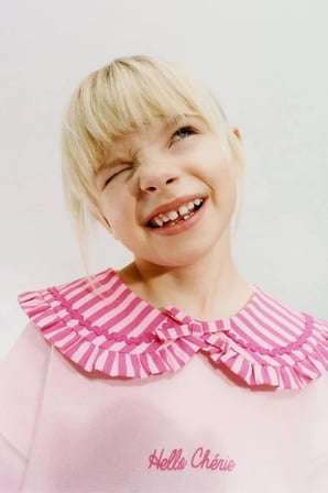 La Ciel Paris Kız Çocuk Bebe Yaka Sweatshirt Pembe