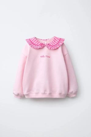 La Ciel Paris Kız Çocuk Bebe Yaka Sweatshirt Pembe
