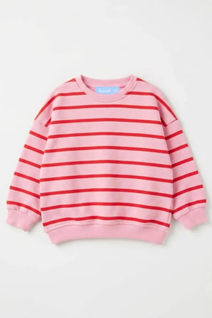 La Ciel Paris Kız Çocuk Çizgili Sweatshirt Pembe