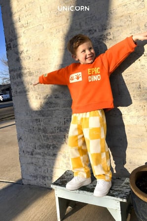 Erkek Çocuk Dinozor Temalı Sırt Baskılı Sweatshirt ve Pantolon Takım