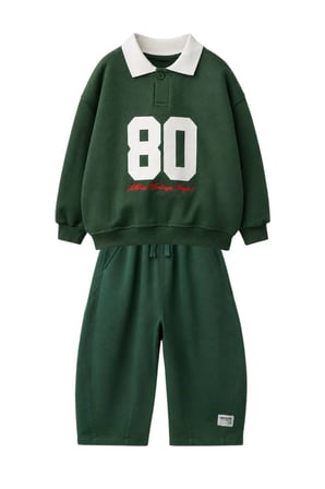 Erkek Çocuk Polo Yaka Sweatshirt ve Eşofman Altı Yeşil
