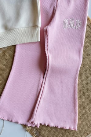 Kız Çocuk Nakış İşleme Sweatshirt ve Tayt Takım