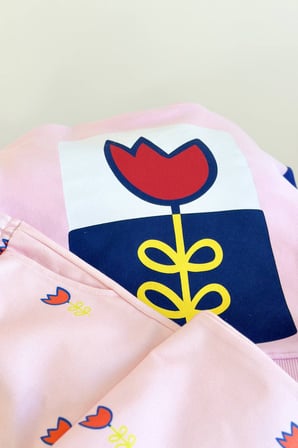 Kız Çocuk Çiçek Temalı Sweatshirt ve Denim Pantolon