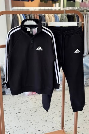 Çocuk Eşofman Takımı Logo Nakışlı Siyah