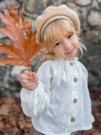 Kız Çocuk Gömlek ve Gabardin Pantolon Takımı Ekru
