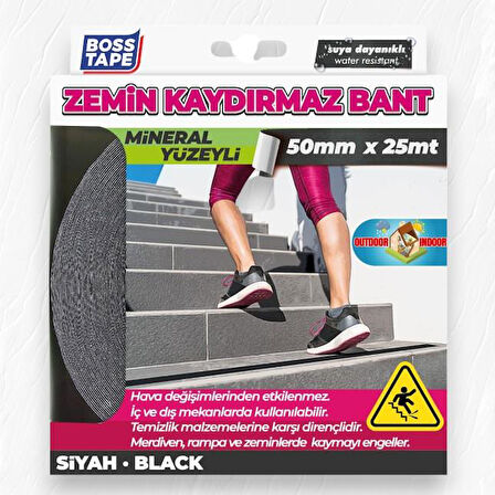 Boss Tape Zemin Merdiven Kaydırmaz Bant 50mmx25mt Siyah