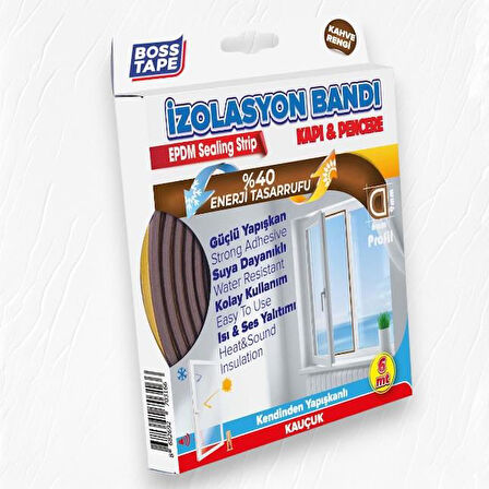 Boss Tape Kapı Pencere İzolasyon Fitili 9mm-6mt Kahverengi