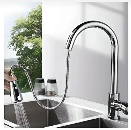 Sardıcı Spiralli Mutfak Bataryası Krom Uzayan Sistemli Tazyik ve Basınç Ayarlı Duşlama  Armatür