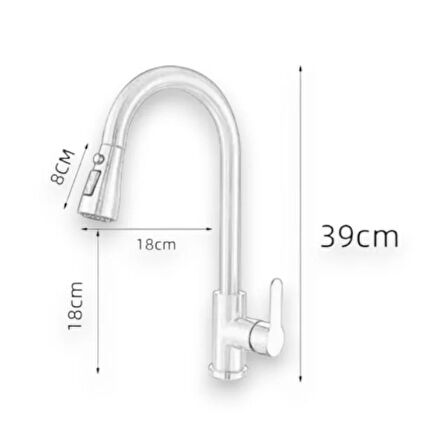 Sardıcı Spiralli Mutfak Bataryası Krom Uzayan Sistemli Tazyik ve Basınç Ayarlı Duşlama  Armatür