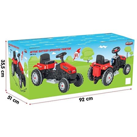 PİLSAN Active Akülü Traktör - 6V - Kırmızı