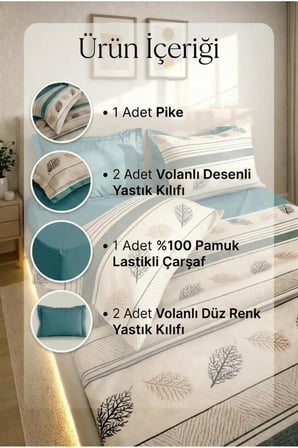 Çift Kişilik %100 Pamuk Pike Örtüsü