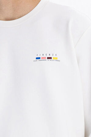 Bisiklet Yaka Slim Fit Baskılı Erkek Sweatshirt