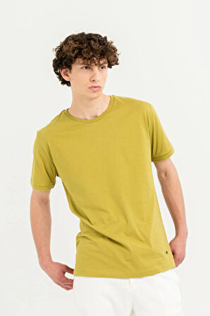 Bisiklet Yaka Kol Ucu Duble %100 Pamuk Slim Fit Erkek T-shirt